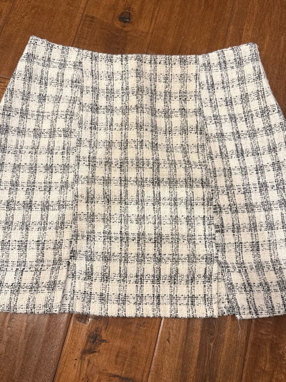 Plaid knit high waist mini skirt